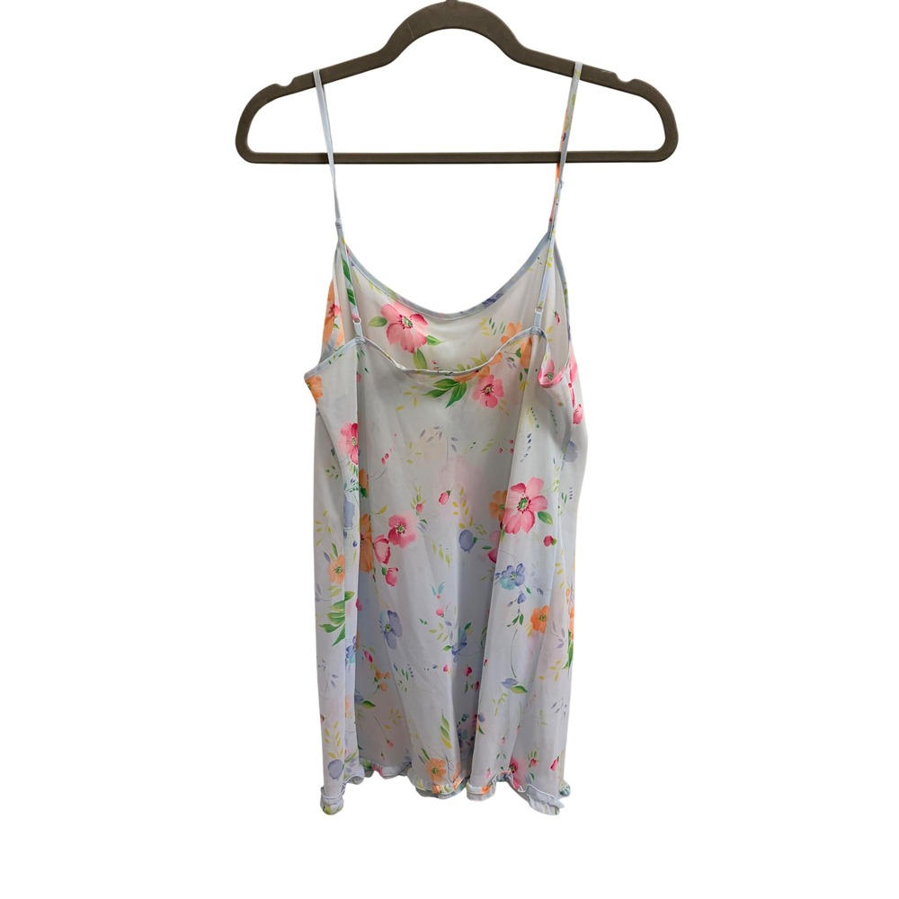 Nightgown Floral Y2K Victoria's Secret Women Medium Blue Ruffle Hem Chemise
